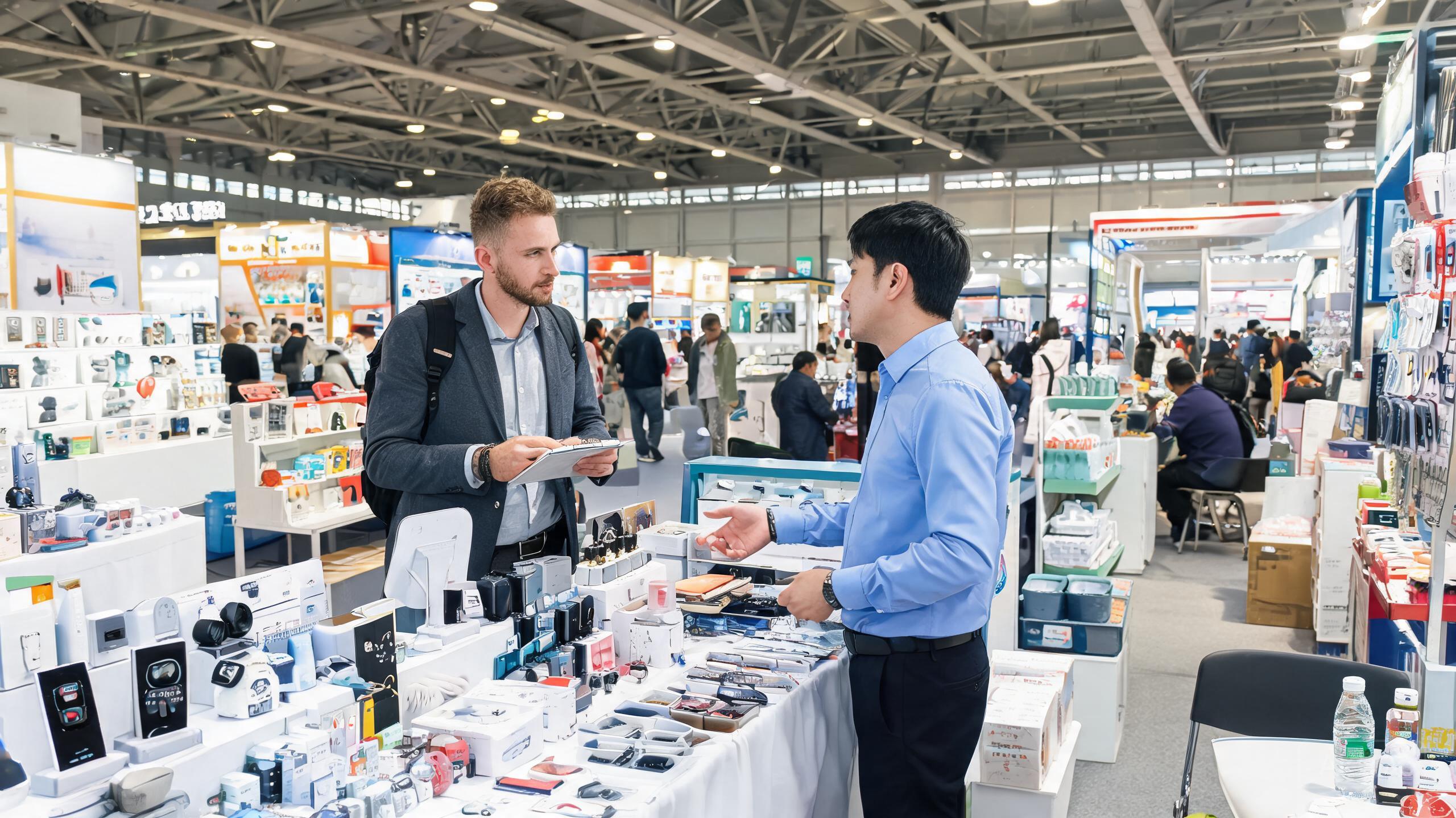 China sourcing scene related to Canton Fair Sourcing: a professional photo showing real products, people and logistics relevant to this sourcing topic, no text overlay