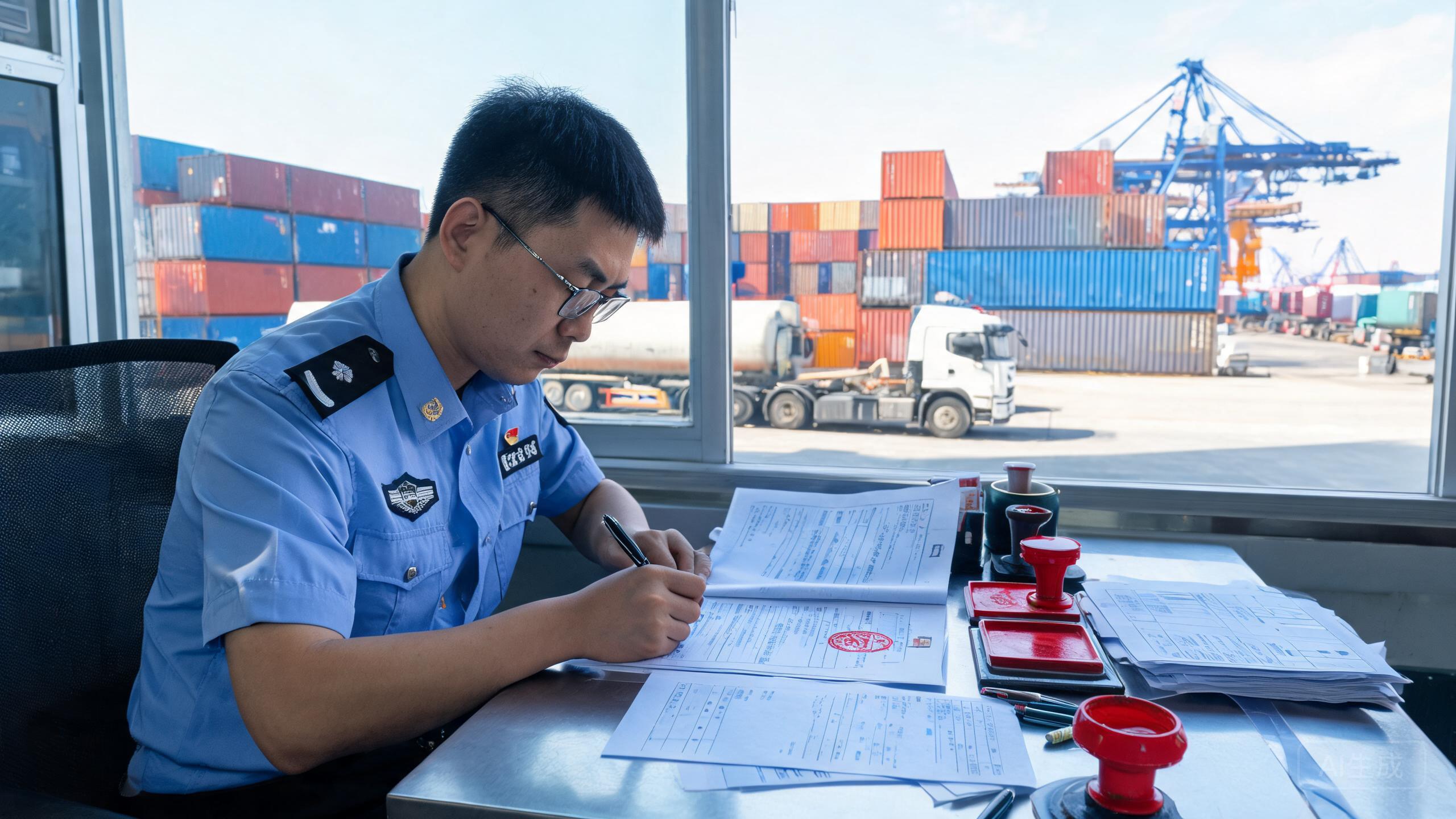 China sourcing scene related to China Customs Clearance: a professional photo showing real products, people and logistics relevant to this sourcing topic, no text overlay