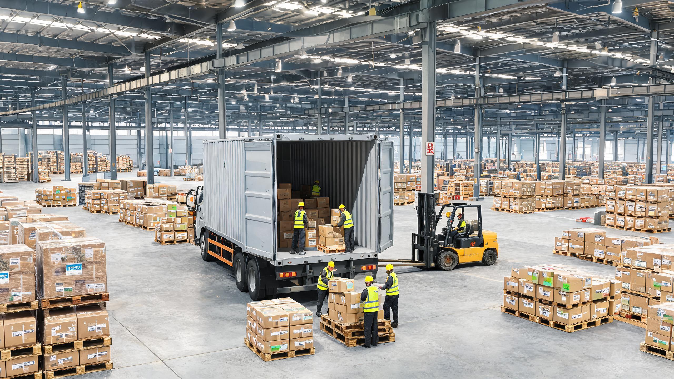 China sourcing scene related to China Warehousing Consolidation: a professional photo showing real products, people and logistics relevant to this sourcing topic, no text overlay