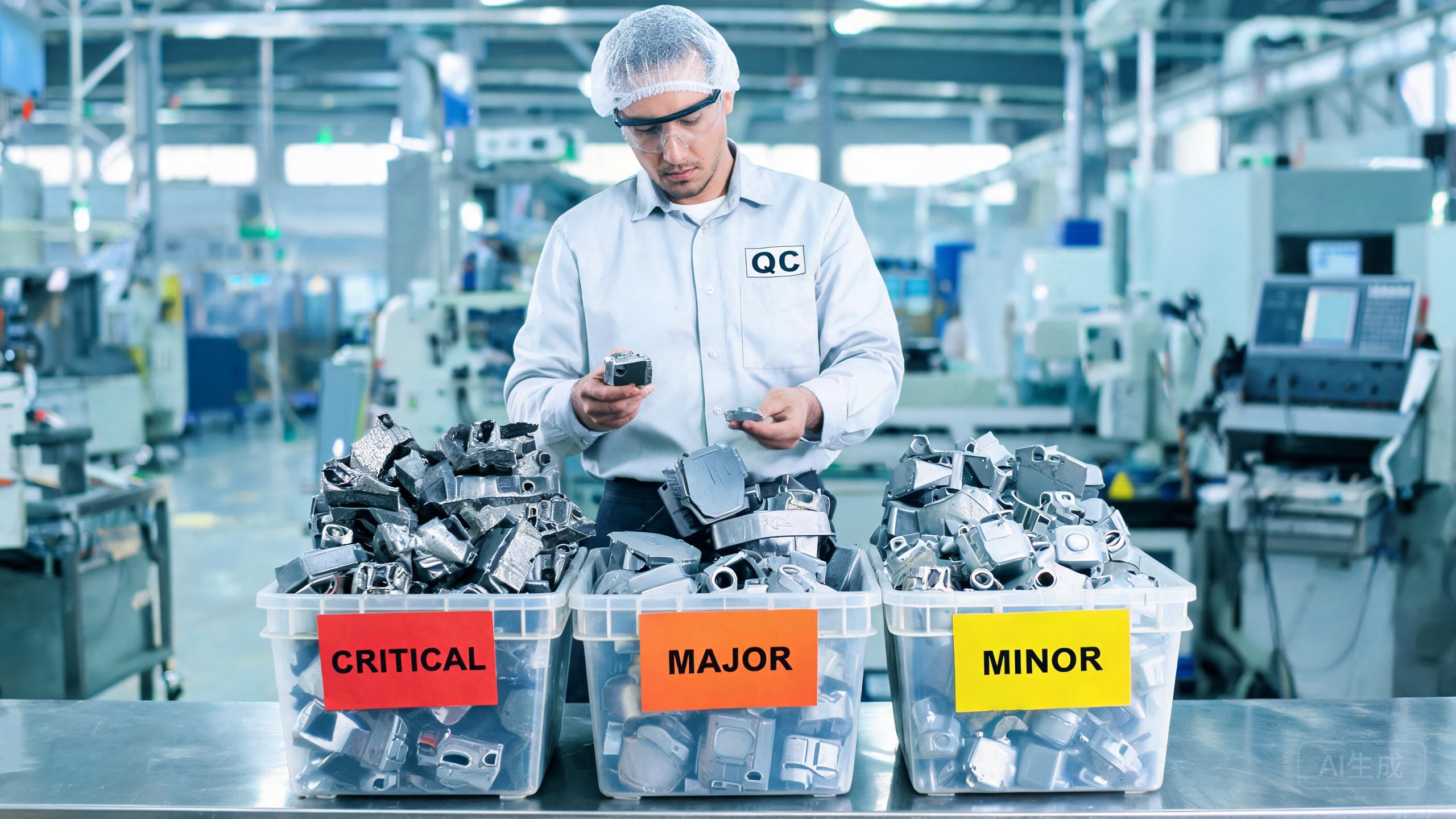 China sourcing scene related to Defect Classification Qc: a professional photo showing real products, people and logistics relevant to this sourcing topic, no text overlay