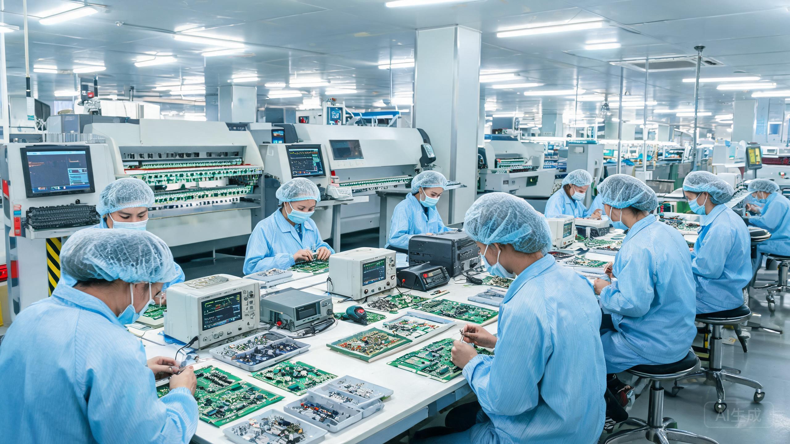 China sourcing scene related to Electronics Oem China: a professional photo showing real products, people and logistics relevant to this sourcing topic, no text overlay