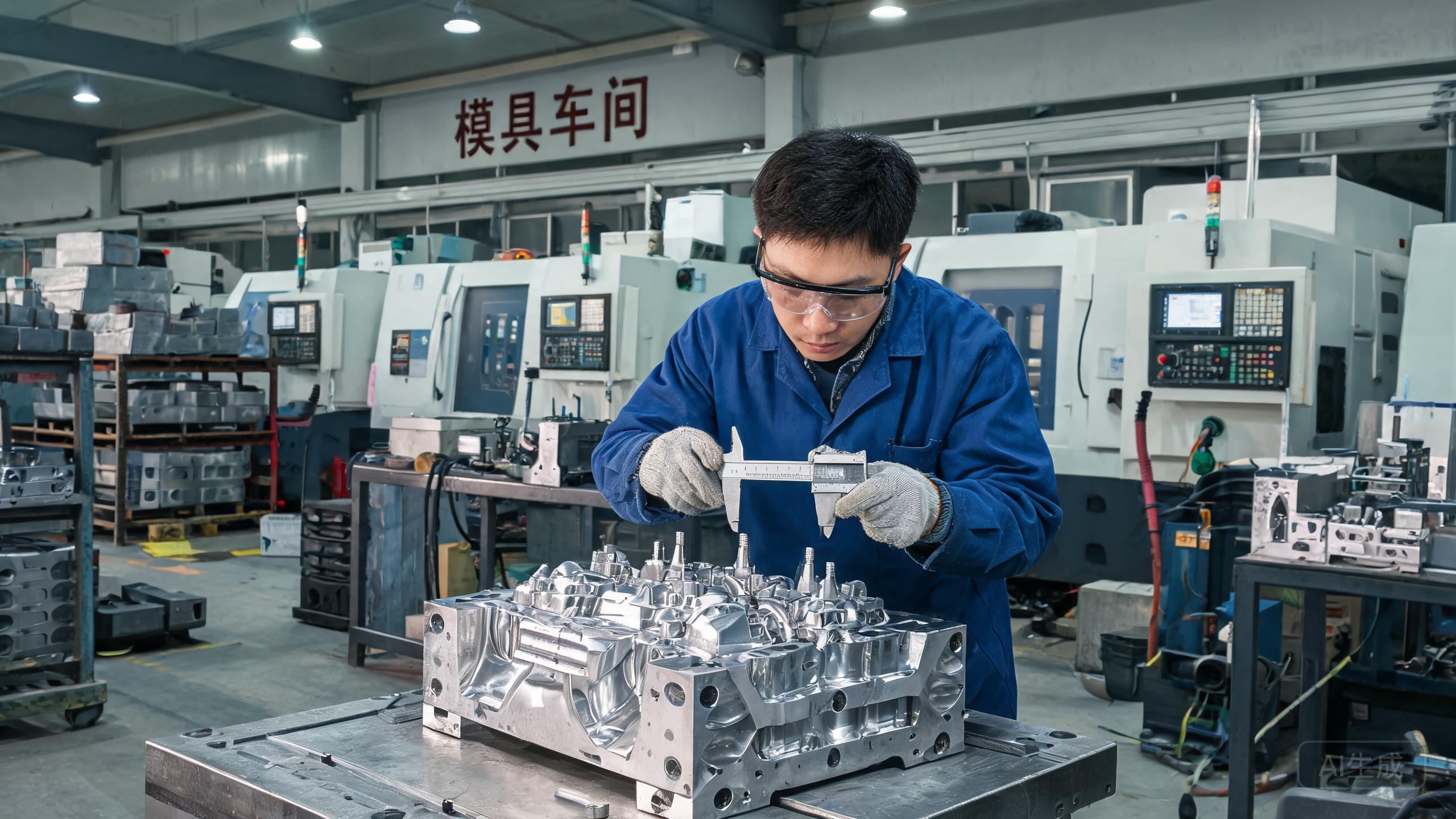 China sourcing scene related to Mold Cost China: a professional photo showing real products, people and logistics relevant to this sourcing topic, no text overlay